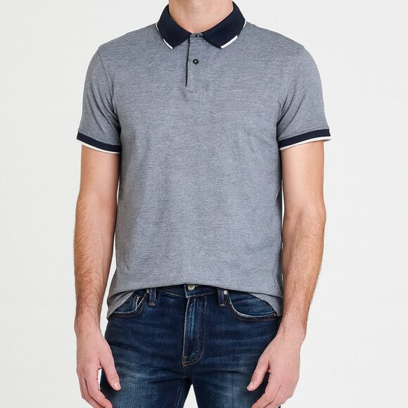 Adriano Goldschmied || AG Men's Polo Green Label Light Blue Grey Oxford  Shirt M - Picture 1 of 8